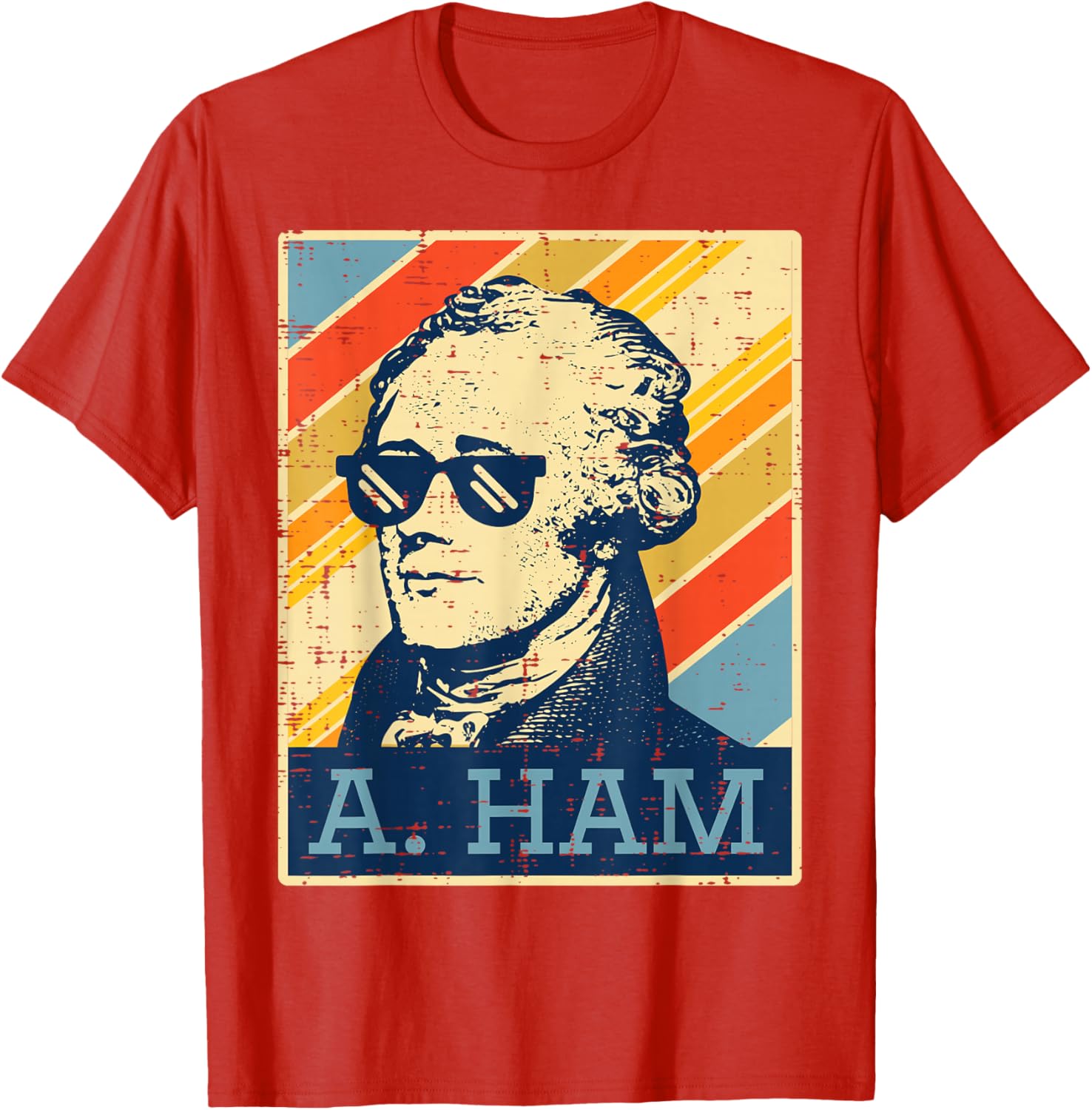 A Ham Alexander Hamilton Retro Distressed Graphic Tee Casual Short Sleeve TShirt for Men Women S