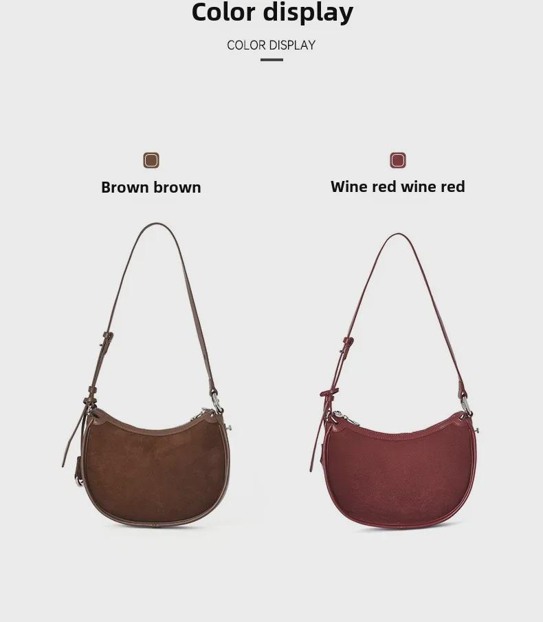 2025 Υψηλής Ποιότητας Ματ Δέρμα Μοσχαριού Τσάντα Ώμου Ημισελήνου - Ρετρό Ντιζάιν Νίχης