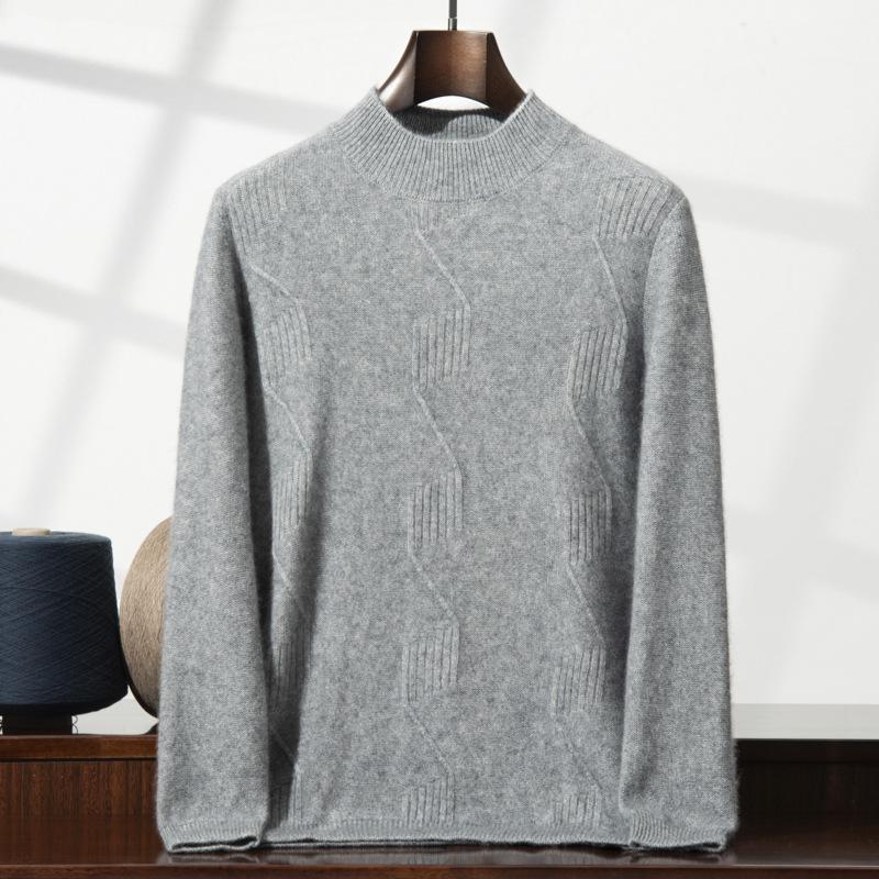2025 high-end 100 cashmere shirt semi-turtleneck loose thickened inner sweater