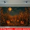 Halloween Lights Pumpkin Backdrop Banner Spooky Theme Party Backdrop Decor