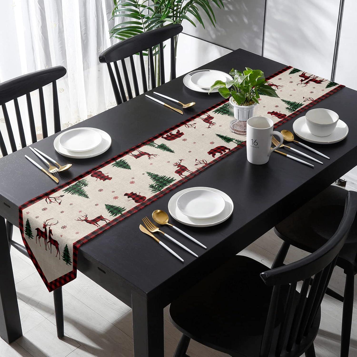 

Cotton Christmas Table Runner for 6 Seater Dining Table (13x72 inches) - Xmas Gift, Multicolor