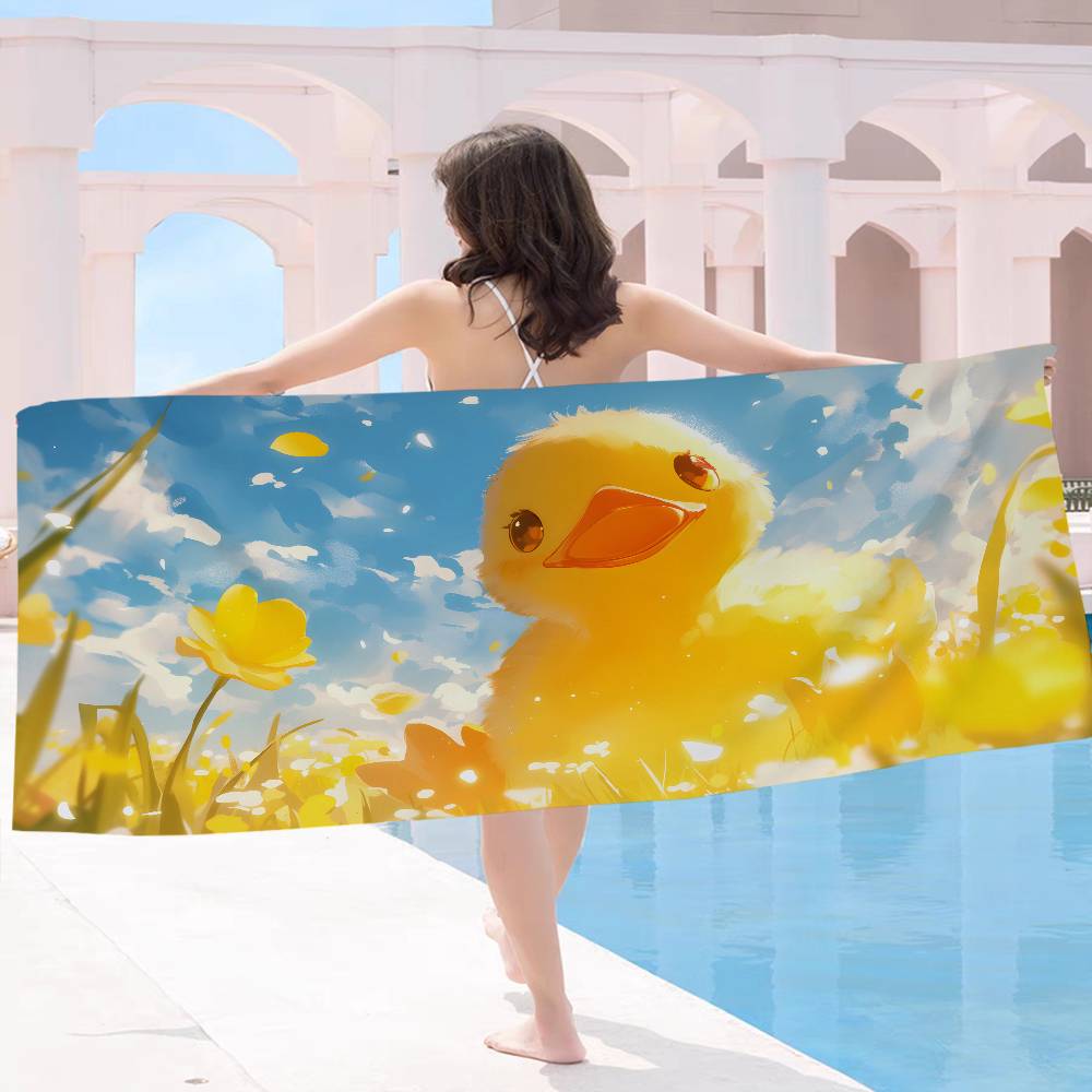Gelbe Klassische Gummi-Ente Cartoon Mikrofaser Strandtuch Saugfähig Schnelltrocknend Weich Yoga Schwimmen Resort Bergsteigen Handtuch
