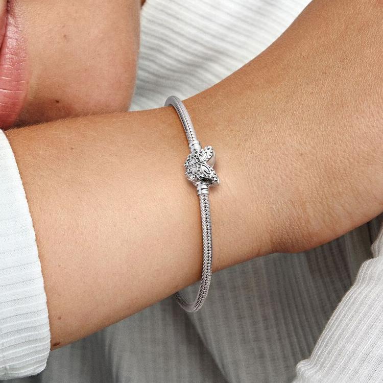 Pandora Moments Butterfly Clasp Snake Chain Bracelet Women Bracelets 590782C01