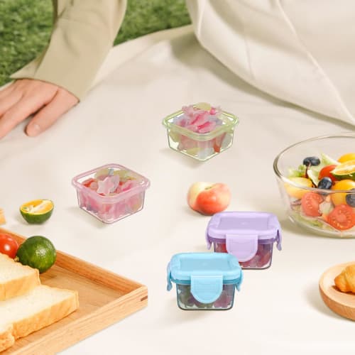 NUOLUX Mini Fruit Storage Cases, Microwave-Safe, Airtight, Perfect for Lunchboxes, Condiments, and Sauces, Perfect for Kids, Lunchboxes, and Food Cont