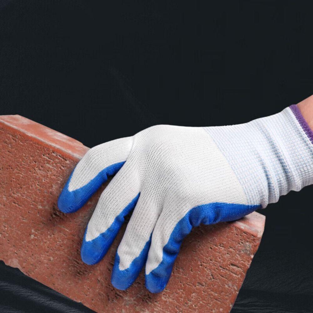 12pairs Anti-puncture Nitrile Coated Gloves Nylon Protective Work Glove  Gardening Use