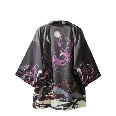Japanese Style Happi Kimono Hanten Festival Costume Sun Protection Long Sleeve Fox Cherry Blossom Kimono Grand Festival Festival Mikoshi Event Unisex