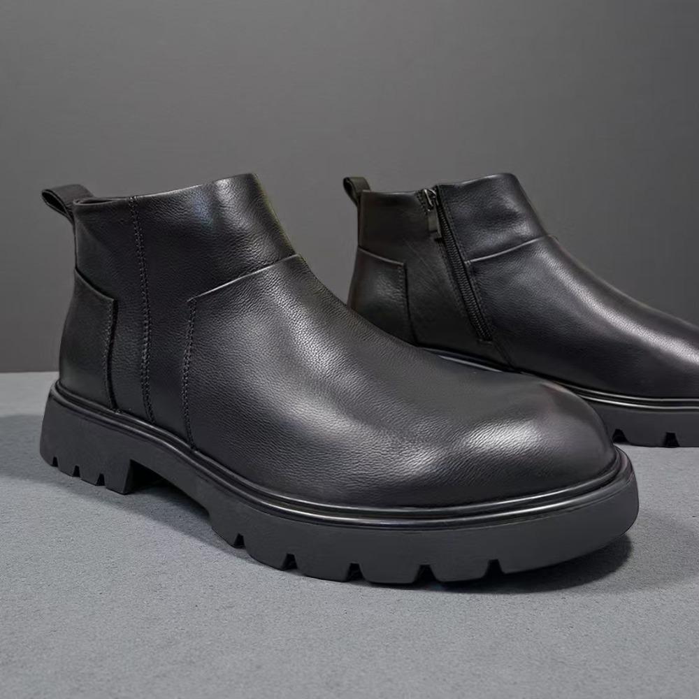 Erkek Chelsea Botları Ayak Bileği Botları Yeni Ürünler Erkek Kadife Sıcak Deri Ayakkabılar Moda Çok Yönlü İş Erkek Botları Deri