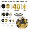 Black Gold 18 20 30 40 50 60th Birthday Balloon Set Happy Birthday Banner Number Balloon Arch Kit Party Decorations