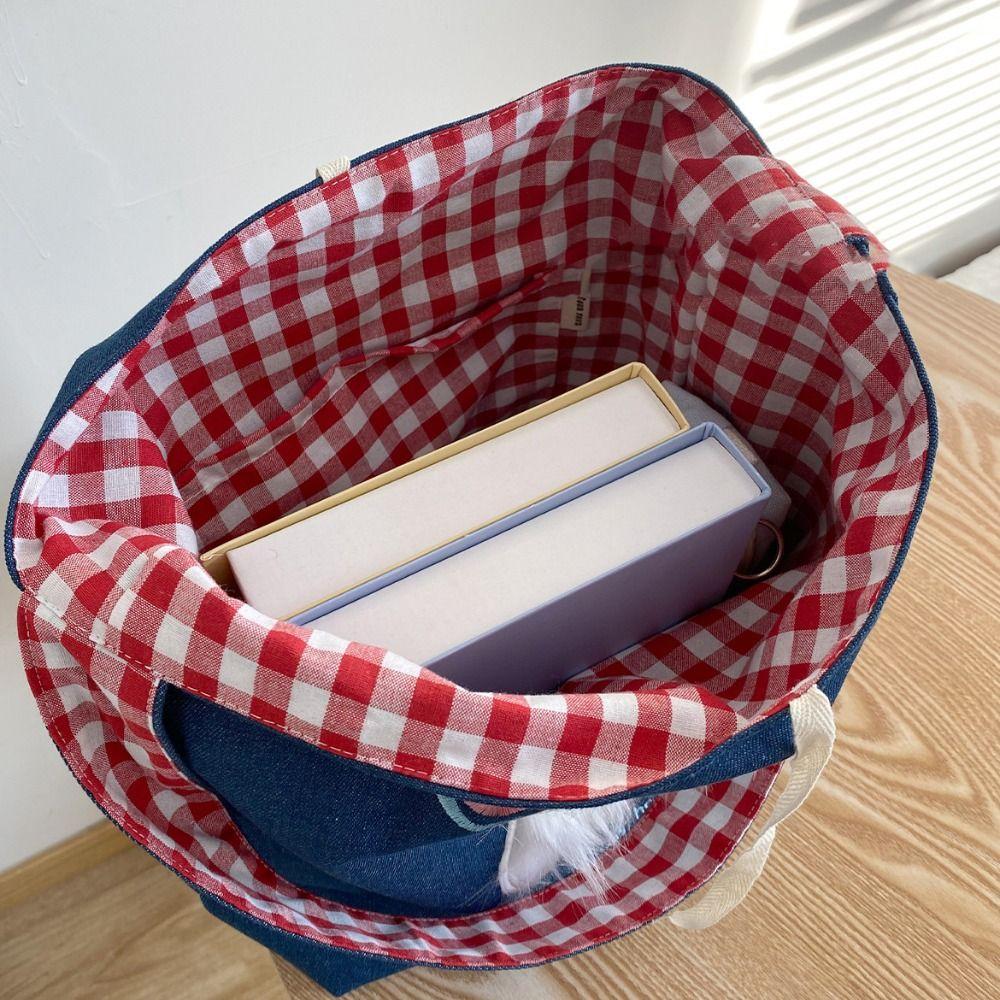 Leisure Puppy Shoulder Bag Casual Denim Shoulder Bag Cartoon Embroidery Denim Bag  Streetwear