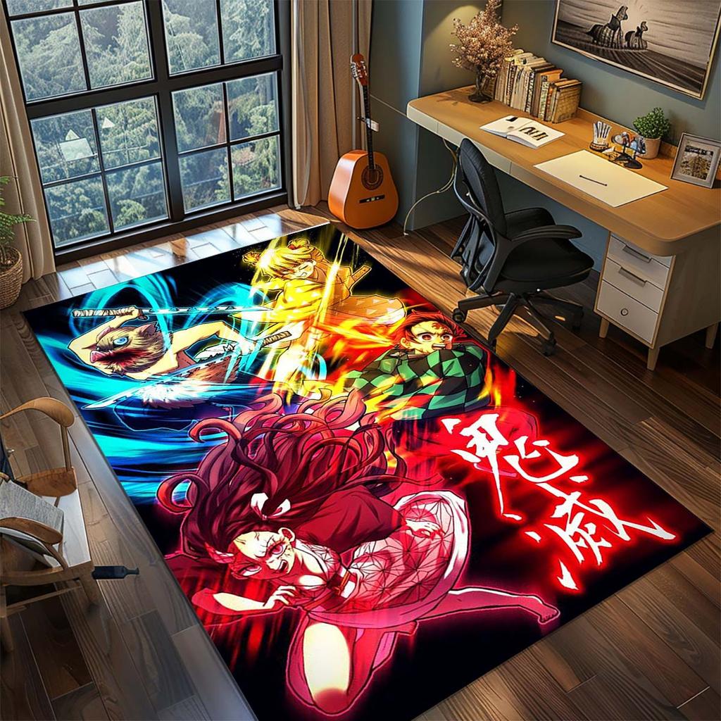 Demon Slayer Anime Rug Carpet Large Area Rug Non Slip Washable Floor Mat Gamer Room Bedroom Home Decor -QJY