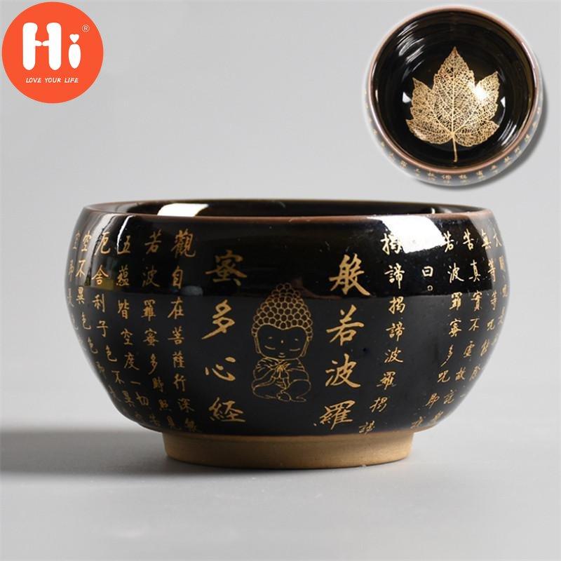 Hi Keramické srdce Sutra šálek na čaj Porcelain Leaf Master šálek na čaj Zen Buddha Kancelářský hrnek na vodu Domácí dekorace Nádobí na pití