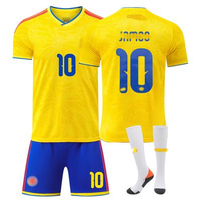 Kits de Futebol para Adolescentes, Crianças e Adultos Conjunto de Camisa de Treino Esportivo com Meias Copa do Mundo FIFA 2026 Colômbia Casa #10 James Rodríguez