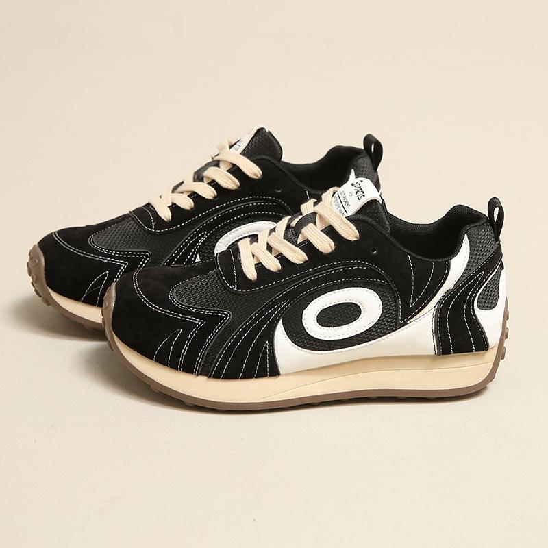 Platform-soled Dexun Women's Shoes, New Korean Version In Autumn 2025, New Color Matching Casual Sports Shoes, Flat-heeled Retro Board Shoes