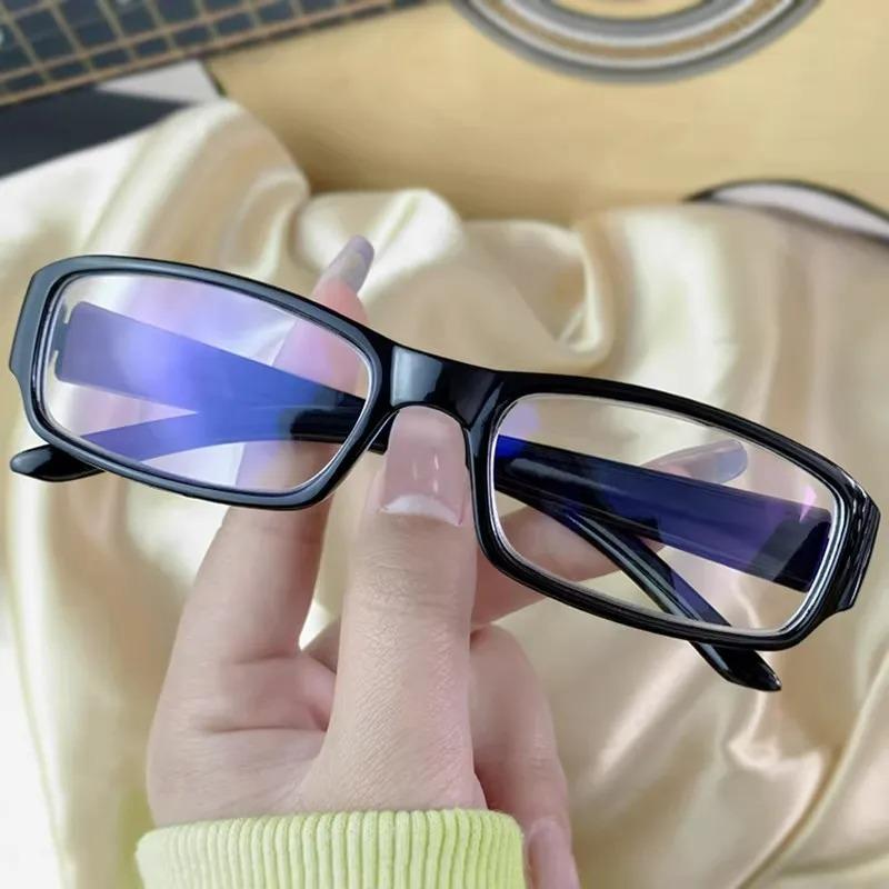 Small Narrow Black Square Frame Glasses Sweet Cool Spicy Unisex Anti Blue Light Eyeglasses Cosplay Photography Props Eyewear