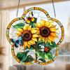 2D Acrylic Highland Cattle Hanging Ornament, Stained Glass Effect Farmhouse Wall Decor with Metal Chain, UV Printed Sun Catcher for Window Light