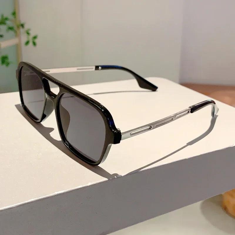 

Double Bridges Men Women Sunglasses Fashion Design Square Frame Eyewear Trending Hollow Leopard Car Driving UV Shades Eyeglasses as picture черный серый