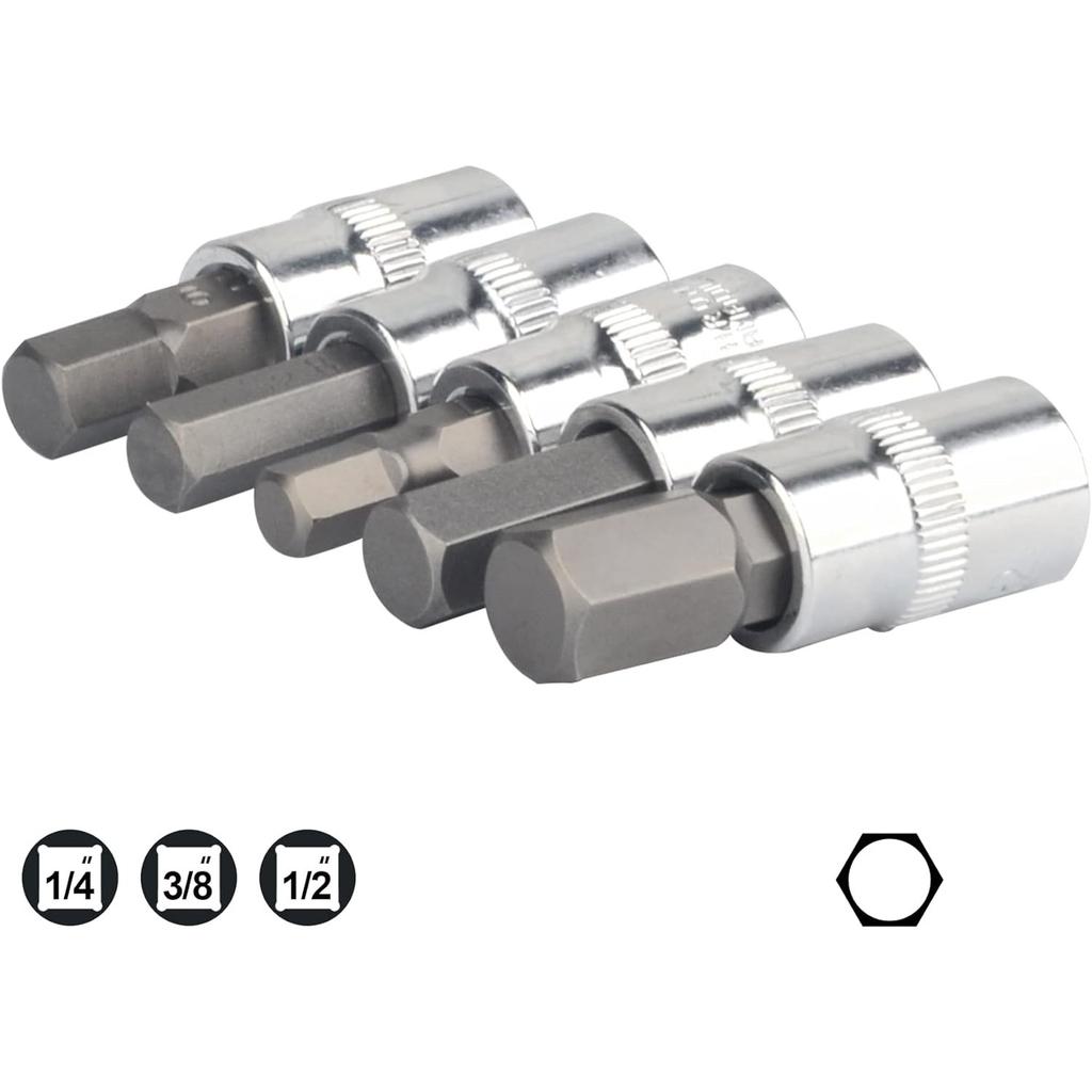 Hex Bit Socket Set Premium S2 Alloy Steel, 13-Piece Metric 2-14mm Allen Socket Kit