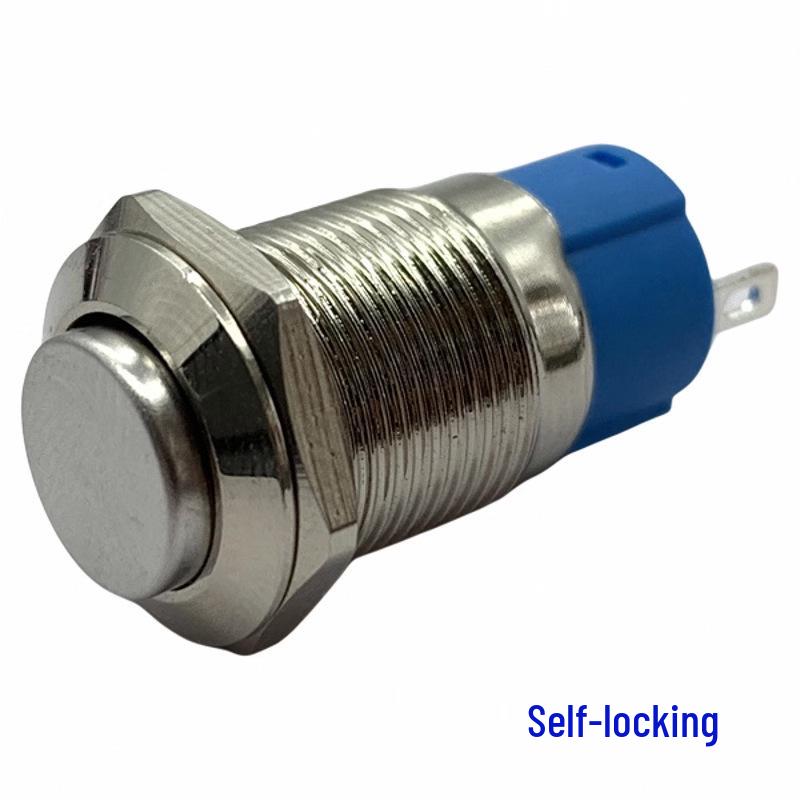 Metal Push Button Switch with Wire: Self-Reset, Momentary, High Head, 8/12/16/19mm, 2-Pin