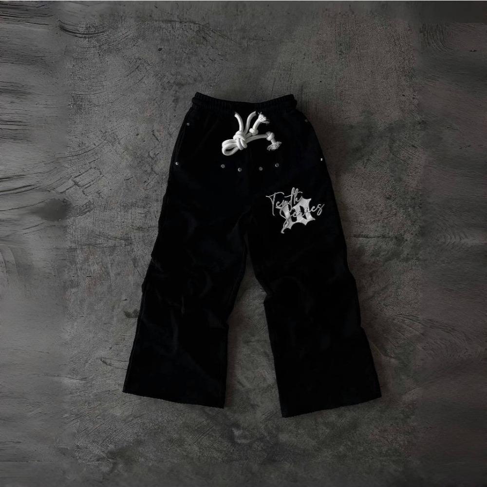 RogueWave Y2K Nové Streetwear Tepláky Pánské Dámské Joggers Harajuku Hip Hop Písmenkový Grafický Výšivka Nadměrné Kalhoty Goth Ležérní Kalhoty