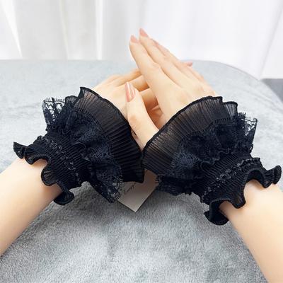 Krajkové Krátké Falešné Rukávy Dívčí Svetr Stylové Síťované Rozšířené Dekorativní Manžety na Zápěstí Elastický Náramek Pro Cosplay Svatbu Večírek