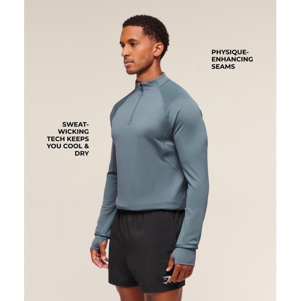 Gymshark Running 1 4 Zip Iron Blue A3c1o Uctm
