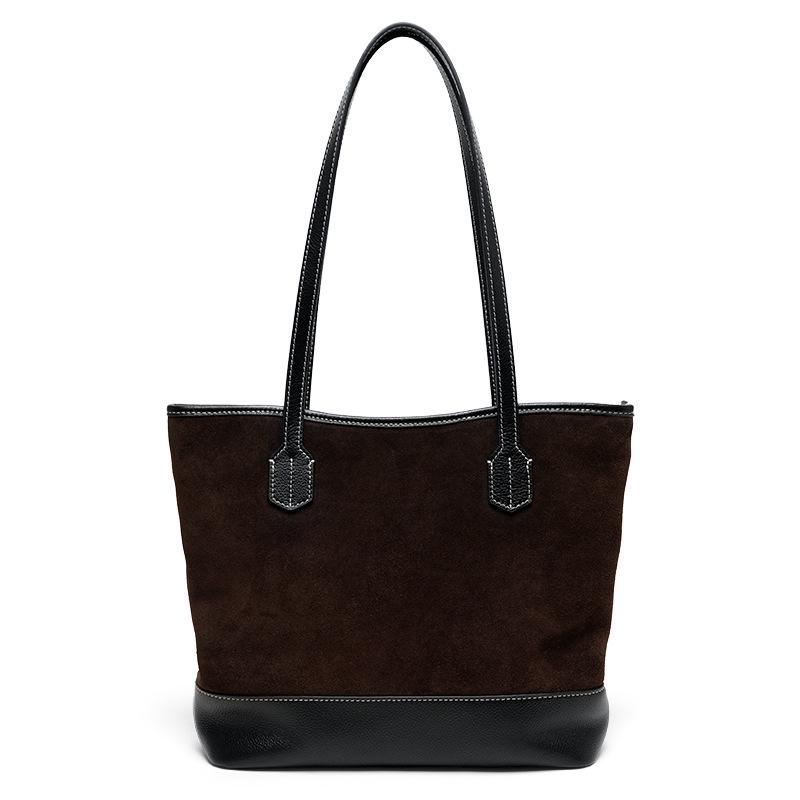 High-End Women's Genuine Leather Tote - Large Capacity, Silk Matte Finish