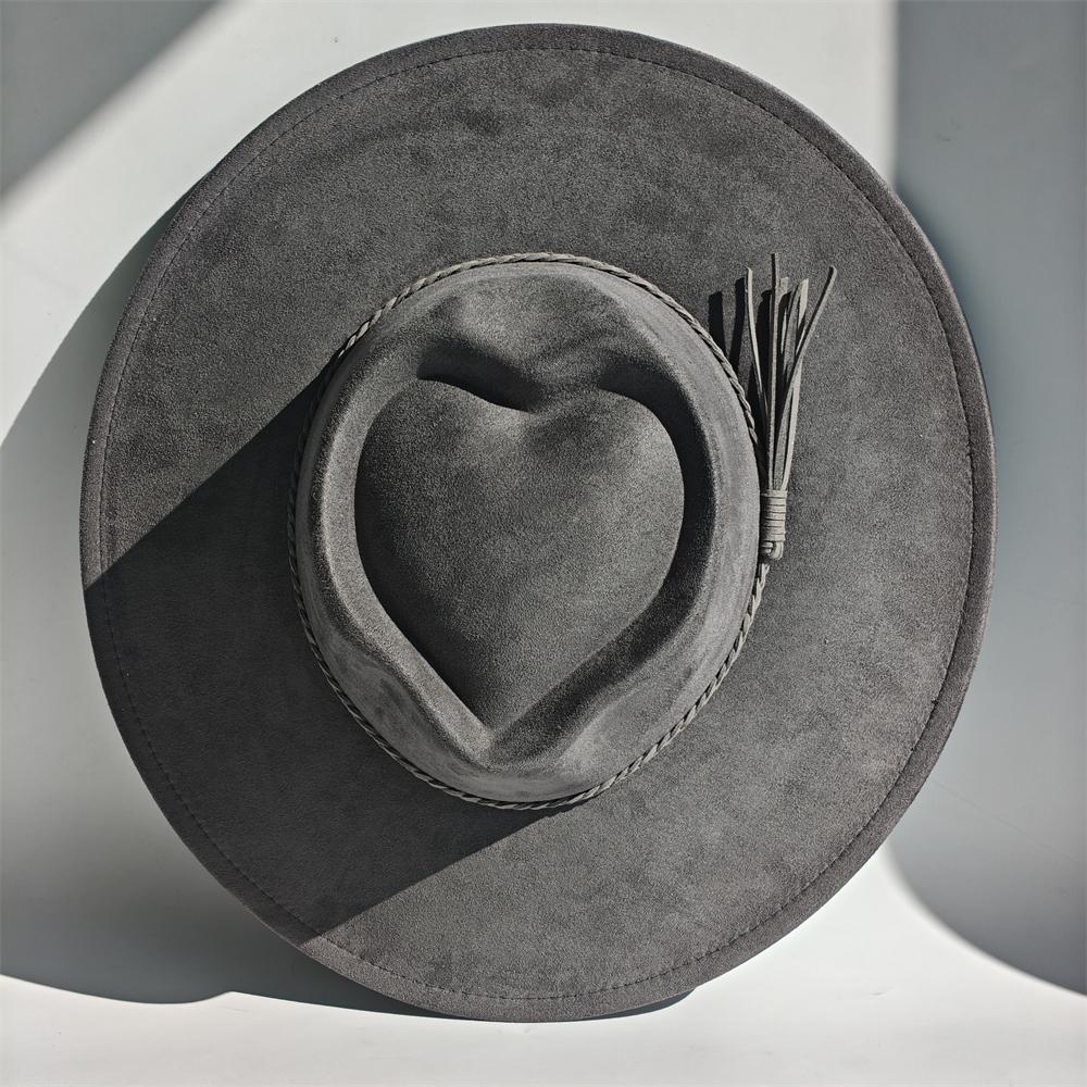New Heart Top Suede 9 cm Wide Brim Fedora Hat Men's and Women's Autumn Felt Jazz Hat Classic Suede Fedoras Chapeau Sombrero