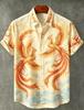 Chinese Dragon Print Short Sleeve Casual Button-Up Shirt