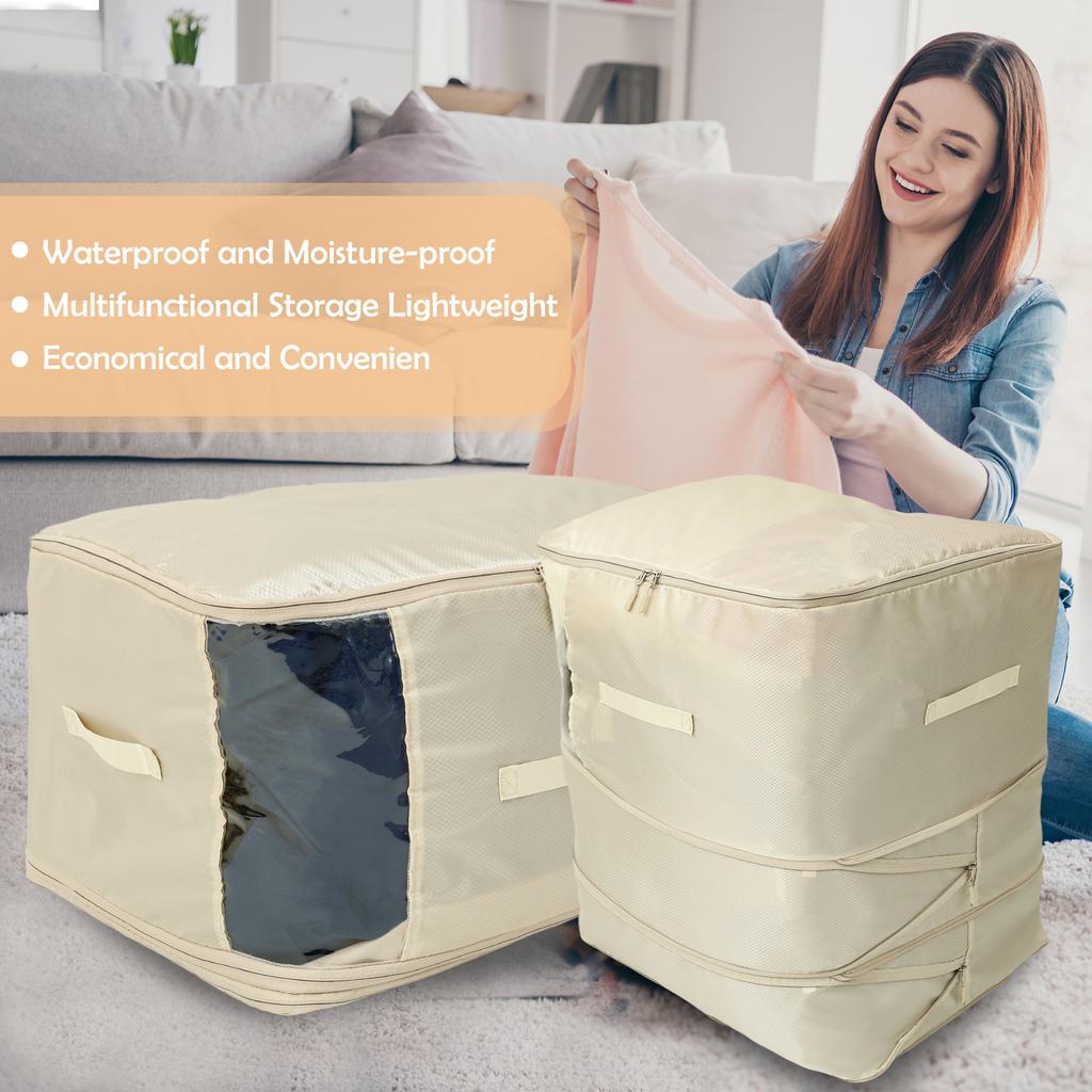 2Pcs Large Capacity Compression Organizer Cube Dustproof Foldable Storage Bag with Transparent Window Household Bedding Storage