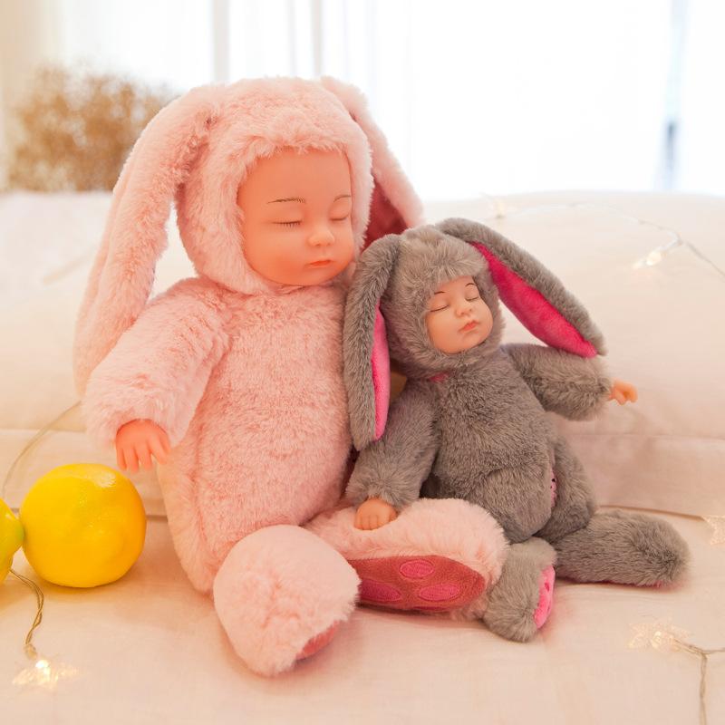 Kids Lifelike Reborn Baby Dolls Soft Body Plush Rabbit Toy Stuffed Newborn Dolls Sleeping Girl Dolls Easter Toy Appease Toys
