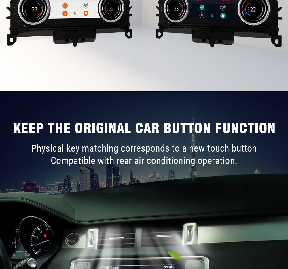 Compatible with Land Rover Range Rover Evoque ('12-'18) 7-inch LCD Touchscreen Air Conditioning Panel Upgrade.
