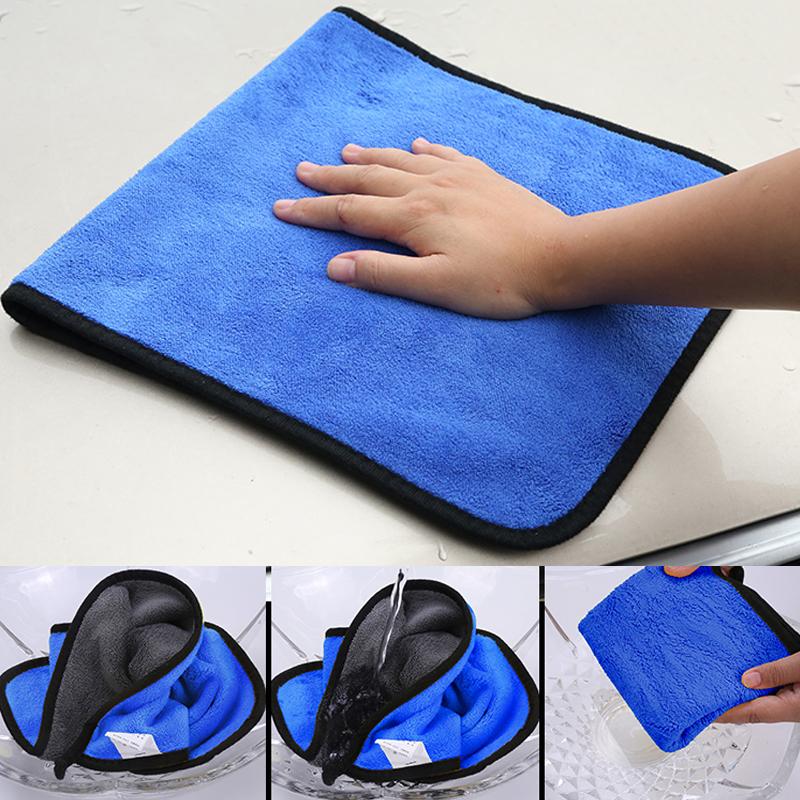 Microfiber Cleaning Towel Car Wash Thicken Soft Drying Cloth Car Body Washing Towels Double Layer Clean Rags 30/40/60cm
