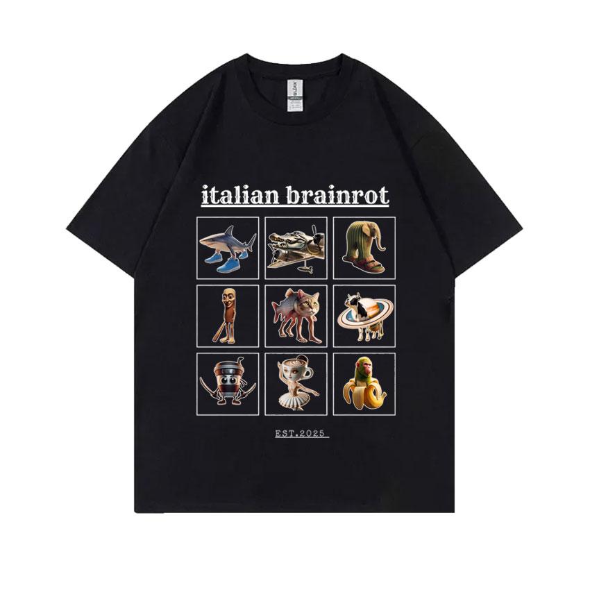 Hot Sale Italian Brainrot Funny Meme T Shirt Tralalero Tralala Tung Tung Tung Sahur Brr Brr Patapim Bombardiro Crocodilo T-shirt