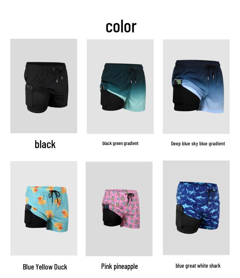 2025 Anti-Embarrassment Men's Double-Layer Beach and Sports Shorts