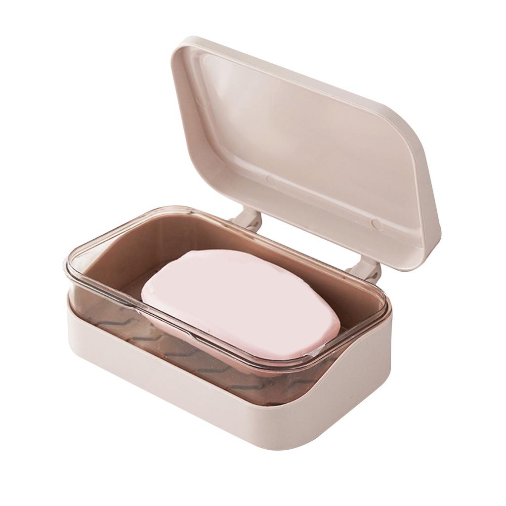 Soap Box PP Removable Drainer Portable Soap Dish Holder Container with Lid Cover for Kitchen
