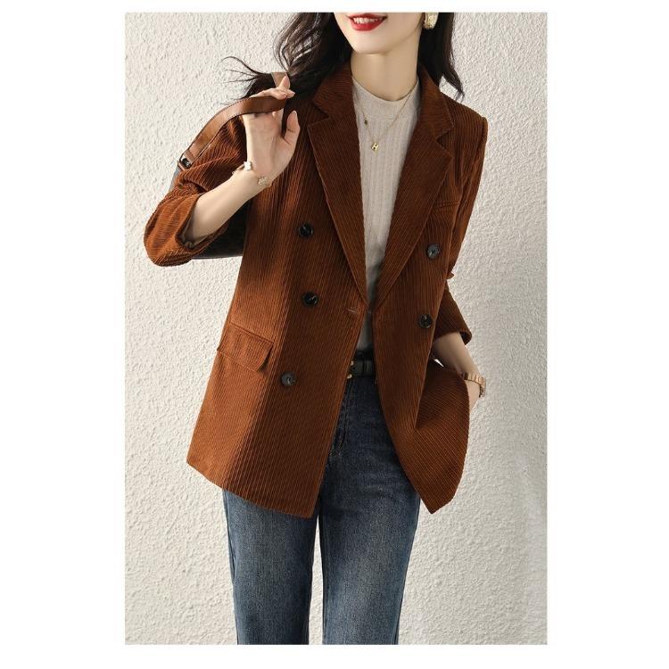 Retro Corduroy Suit Jacket for Women In Autumn / Winter, British Style Casual and Sophisticated Small Blazer with High-end Feel