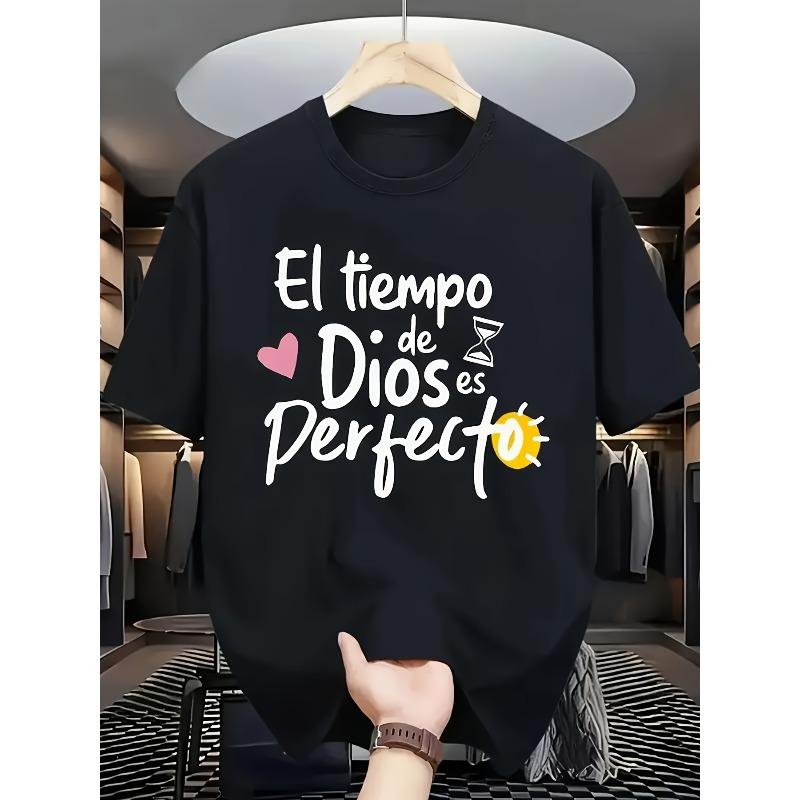 

European size Men s Fashion Casual T-Shirt with Bold Letter Print, Simple and Playful Design for a Unique Look Comfortable T-shirt 4XL чорний