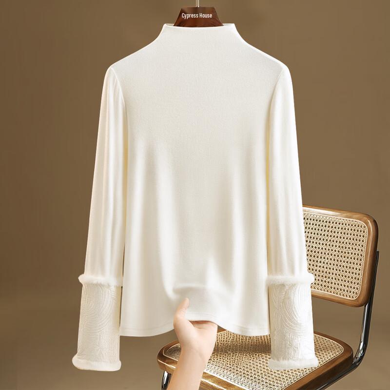 Women s Mock Neck Wool Blend Long Sleeve Blouse L