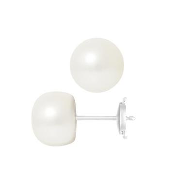 Earrings - - Genuine Cultured Pearls 9-10 Mm - White Gold - AAA+ - Prestige Case