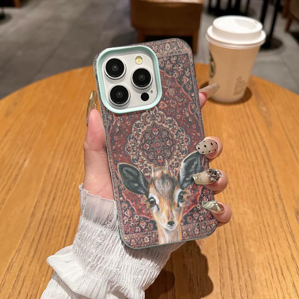 Deer Retro Pattern Transparent Minimalist Creative Phone Case For Iphone 17 Air 16 15 Pro Max 14 Plus 13 12 11 17E Soft Cover