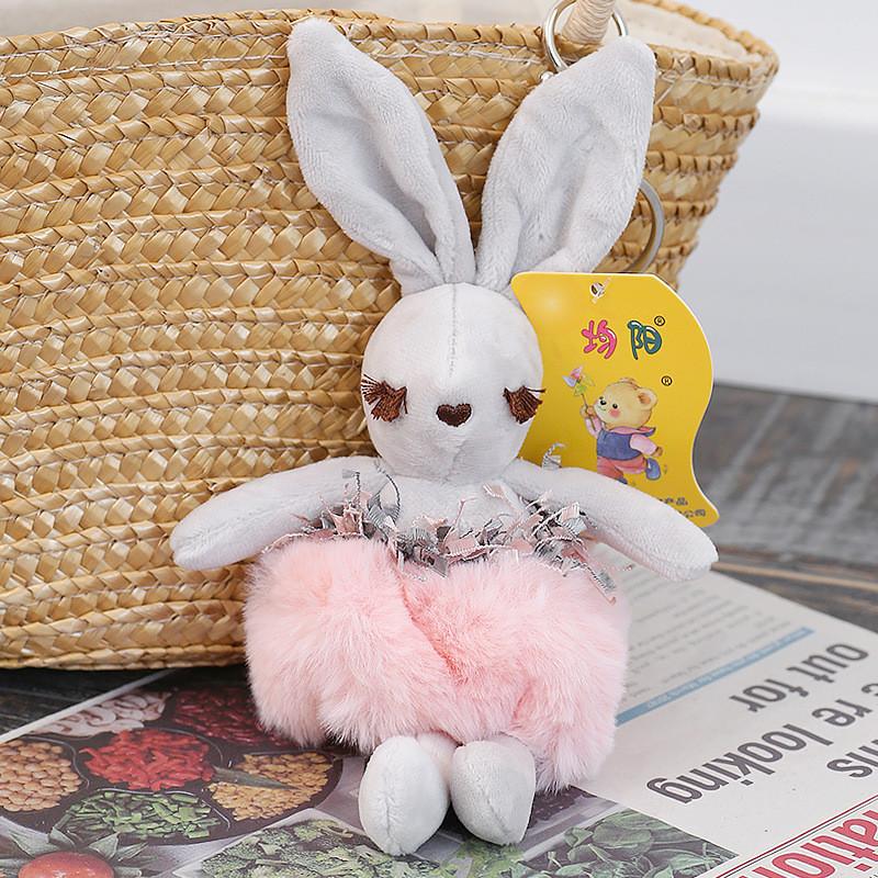 Animal Plush Toy Keyring Featuring Short Plush Material Suitable For Kids And Collectors GrayBunny