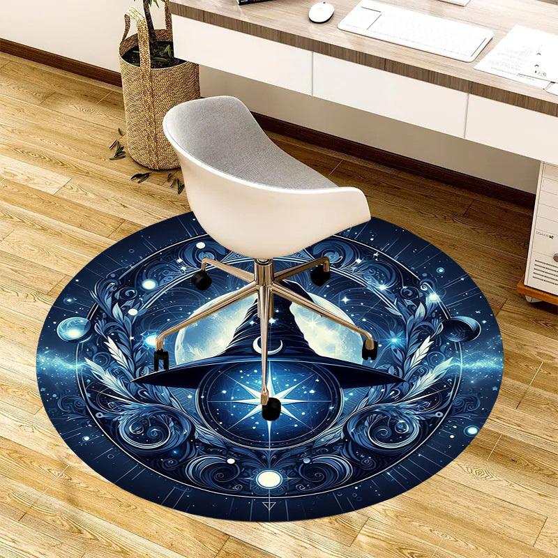 1pc Office Carpet Chair Mats Witchcraft Moonlit Hat Stars Perfect for Decorating Office Chairs, Living Rooms, Or Bedrooms
