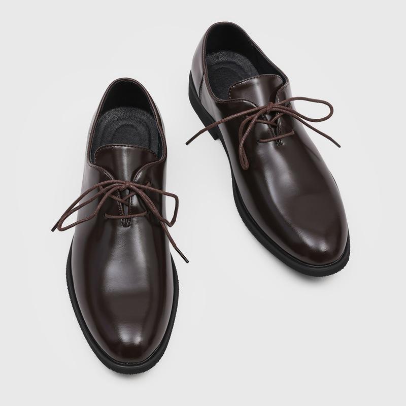 Cleanfit pointed minimalist commuter derby shoes brown thin-soled casual leather shoes men's A13