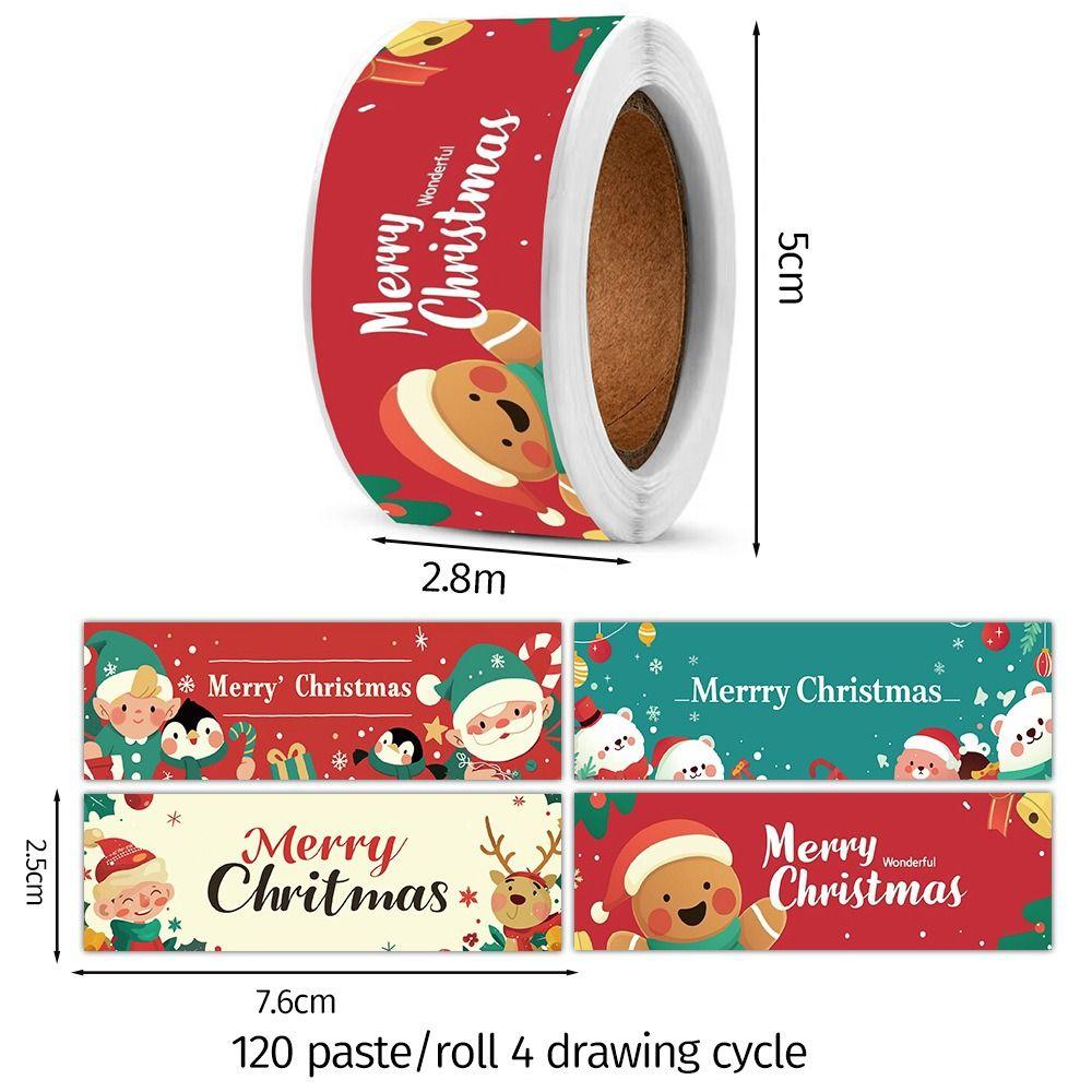 120PCS Multicolor Merry Christmas Stickers Mixed Pattern Cartoon Santa Snowman Packaging Decals Xmas Tree Deer