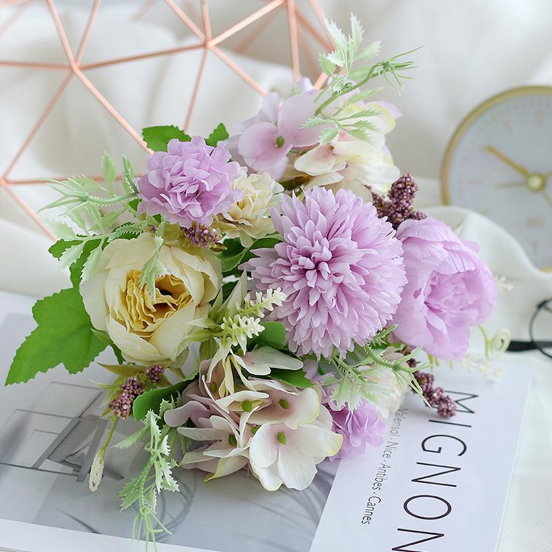 Rose Peony Bouquet: 7-Piece Artificial Floral Arrangement for Weddings & Home Decor