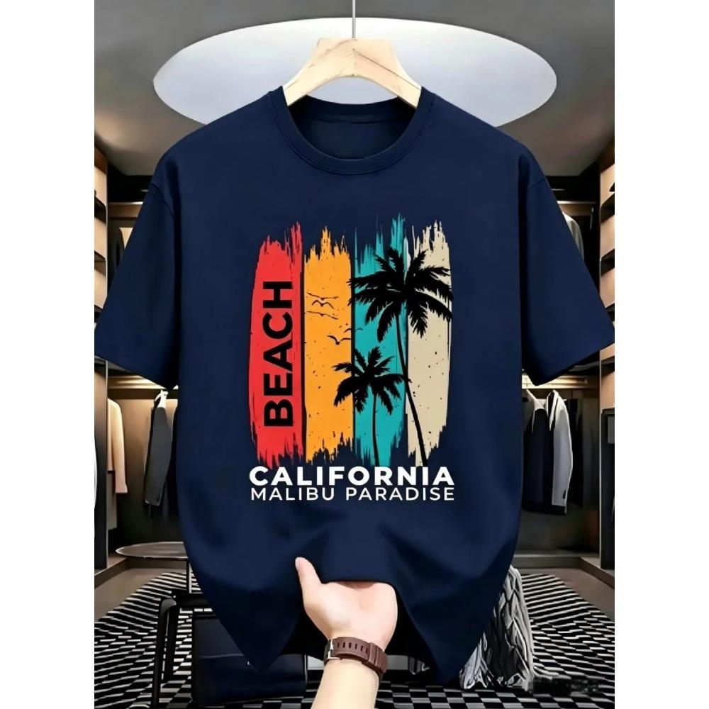 American Women Summer Personalized California Landscape Print Comfortable and Breathable Round Top S
