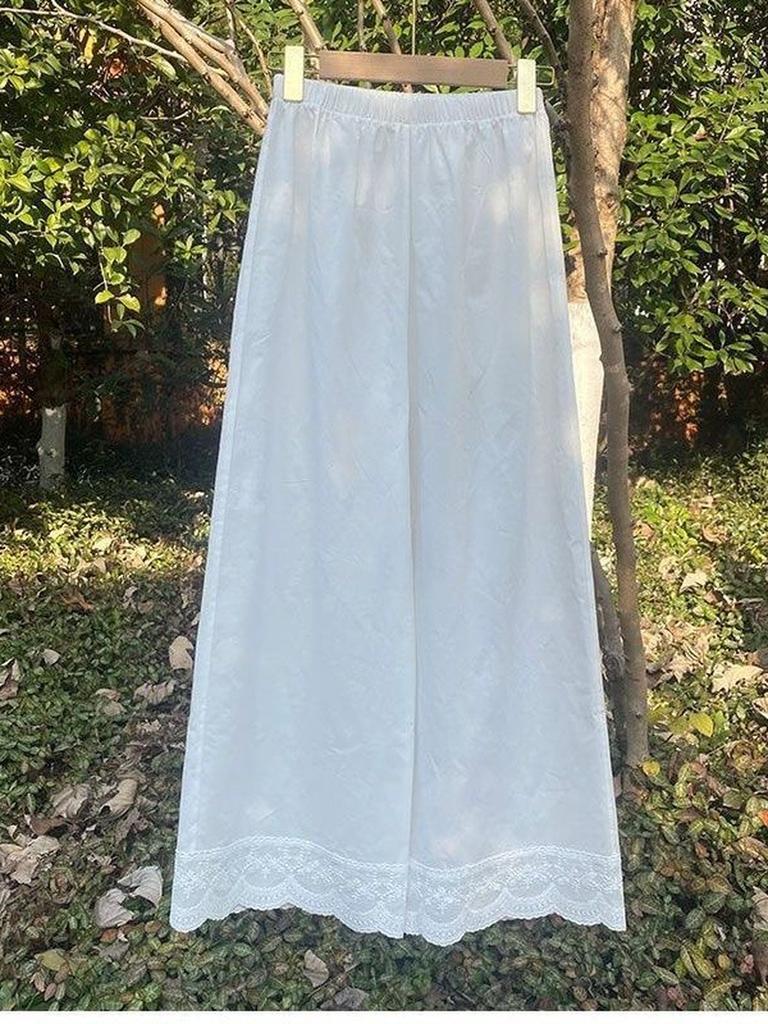 Frühling/Sommer Neuer Stil Böhmisch Vintage Spitze Patchwork Weitbeinige Hose Lässig Baumwolle Leinen Damenbekleidung