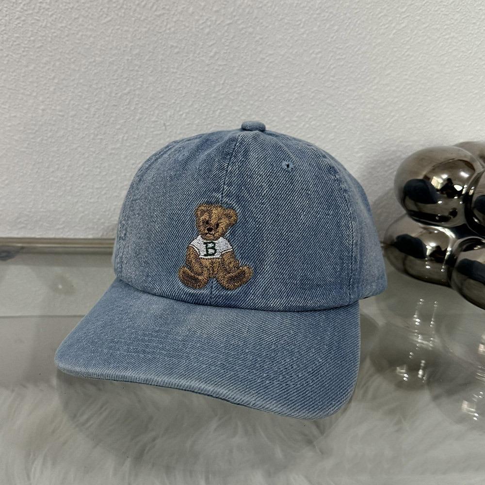 Breathable Baseball Hat Embroidered Bear Outdoor Sport Hat Cute Travel Sunshade Hat