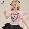 Hello Kitty Girls' Short-Sleeved T-Shirt Summer 2025 New Heart-Shaped Cute Cartoon Half-Sleeved Kidsren's Summer Top
