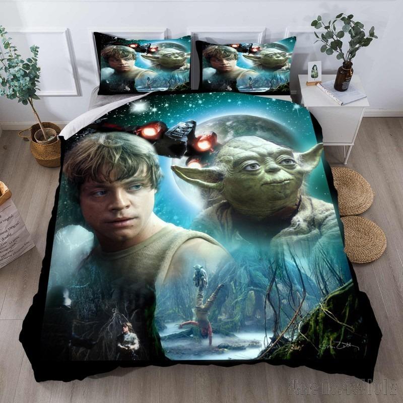 Bedding Set Anime Yoda Baby Double Twin Full Queen King Kids Bedclothes Duvet Cover Pillowcase Decoration Christmas Gifts